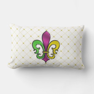 Rectangle Elégante Mardi Gras Fleur de Lis Coussin colorée