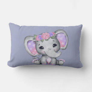Rectangle Eléphant de la Couronne florale Coussin d'impressi
