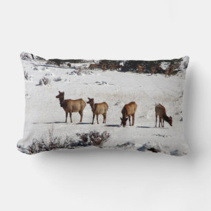 Rectangle Elk dans la neige coussin lombaire
