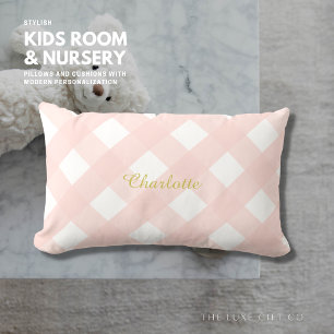Rectangle en vichy Coussin Coussin rose personnalisé
