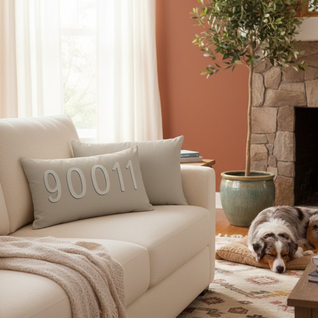 Rectangle Faites Votre Propre Coussin À Code Postal Beige Cr (Stylish neutral color ZIP code lumbar pillow!)