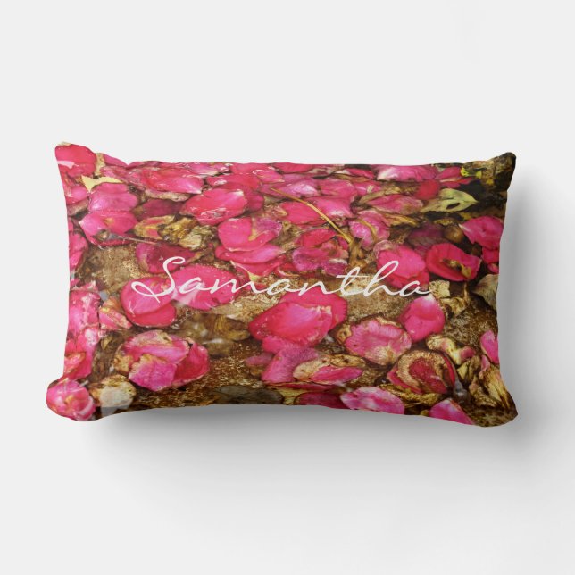 Rectangle Fallen Rose Petals Lumbar Coussin (Recto)