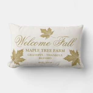 Rectangle Farmhouse Welcome Fall Nom personnalisé. Coussin L