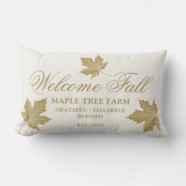 Rectangle Farmhouse Welcome Fall Nom personnalisé. Coussin L (Recto)