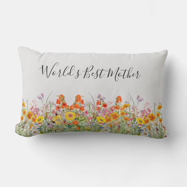 Rectangle Fête des mères florales Jeter Lumbar Coussin (Recto)