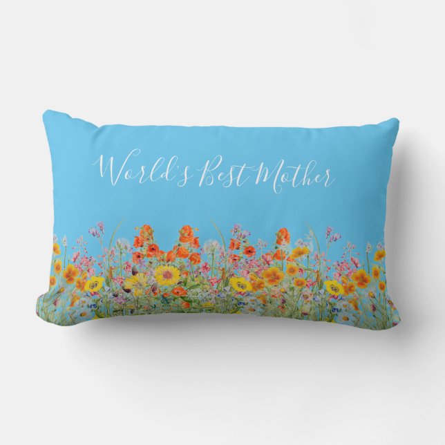 Rectangle Fête des mères florales Jeter Lumbar Coussin (Recto)