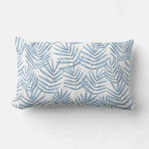 Rectangle Feuille Lumbar bleu et blanc Coussin
