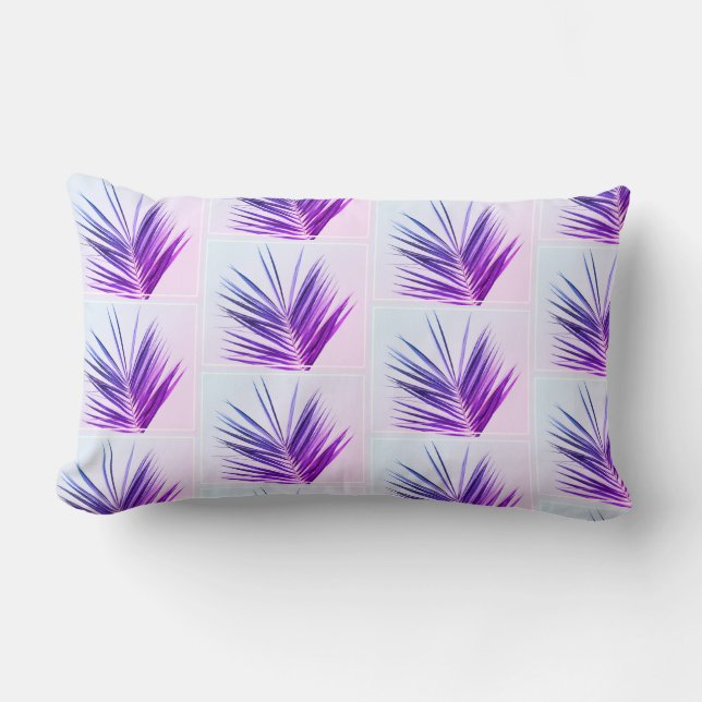 Rectangle Feuilles de palmier Brunch Coussin Violet (Recto)