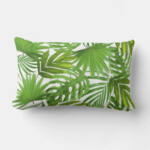 Rectangle Feuilles de palmier vertes sur un coussin de jeté 
