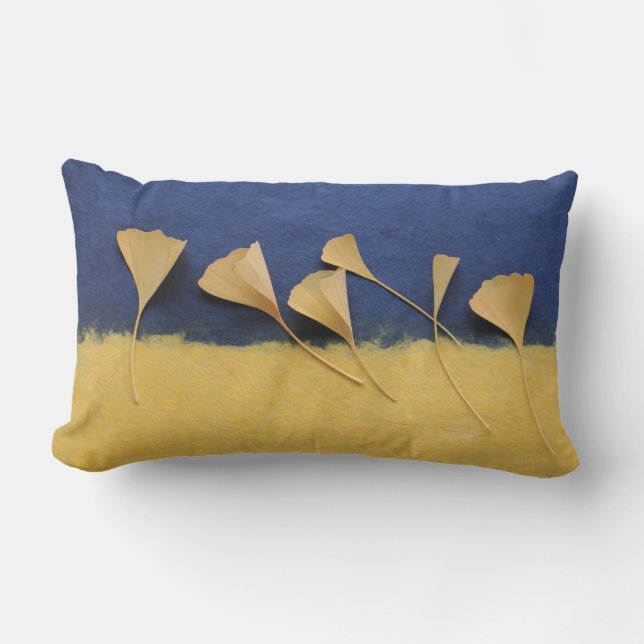 Rectangle feuilles ginkgo sur coussin lombaire en papier fai (Recto)
