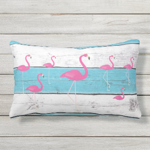 Rectangle Flamants roses sur la turquoise et le coussin