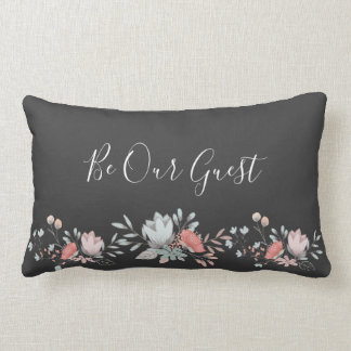 Rectangle Fleur aquarelle "Be Our Guest" Lumbar Coussin