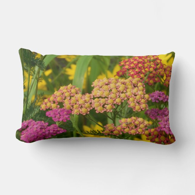 Rectangle Fleurs de Jardin colorées Lumbar Coussin (Recto)