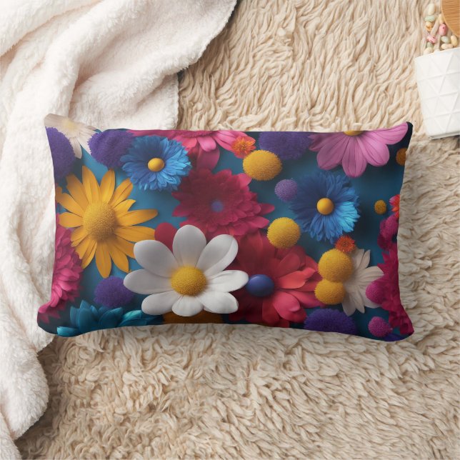 Rectangle Fleurs - Lumbar Coussin 13" x 21" (Couverture)