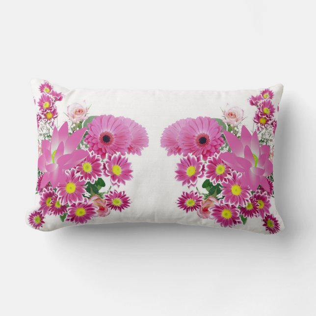 Rectangle Fleurs pourpres Pinkish Coussin confortable (Recto)