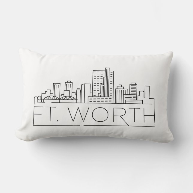 Rectangle Fort Worth, Texas Skyline Lumbar Coussin (Recto)