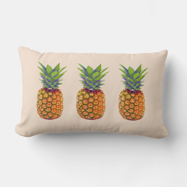 Rectangle Fruits d'ananas sur un coussin lombaire beige clai (Recto)