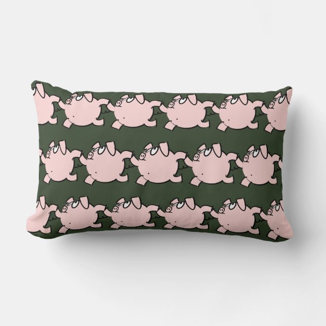 Rectangle Funky 6 Cartoon Pig Choisir Couleur Lumbar Coussin (Recto)