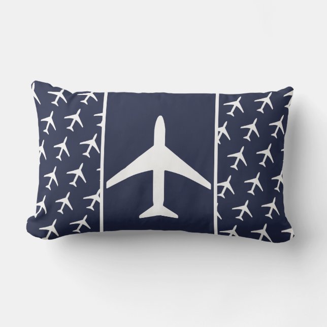 Rectangle Funky Avion Blanc Avion Pilote Volant Coussin (Recto)