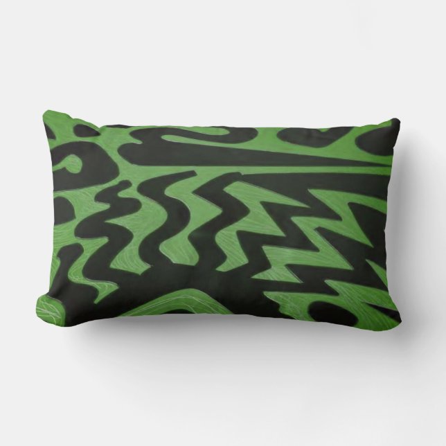 Rectangle Funky Green Zigzag Coussin (Recto)