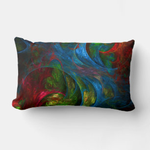 Rectangle Genesis Blue Abstrait Art Lumbar Coussin