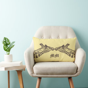 Rectangle Giraffes Pale Jaune Lumbar Coussin