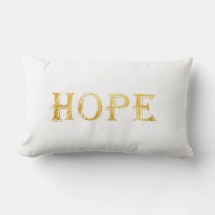 Rectangle Golden Hope Text Lumbar Coussin 33 cm x 53 cm
