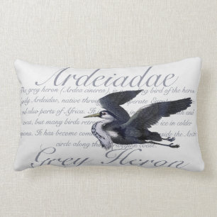 Rectangle Grey Heron Bird Lumbar Coussin