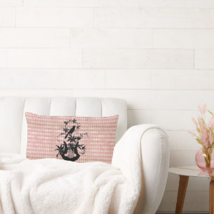 Rectangle Harp Bird & Coussin de diamant rose