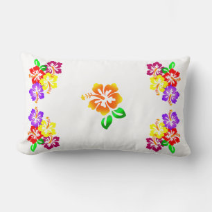 Rectangle Hibiscus Floral Lumbar Coussin