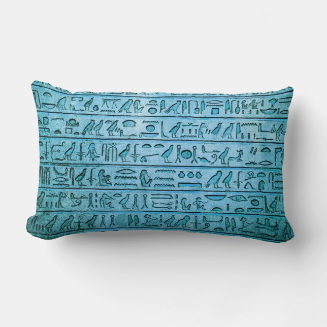 Rectangle Hiéroglyphes Égyptiens Anciens Coussin Lombaire Bl (Recto)