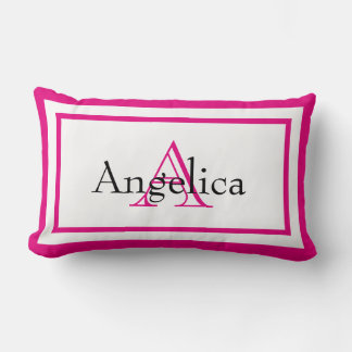 Rectangle Hot Rose Girls Monogram Nom Keepsaké Coussin