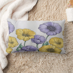 Rectangle Housse de coussin florale botanique – Main Purple
