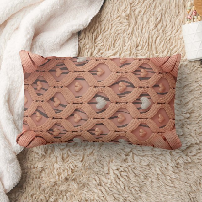 Rectangle Housse de coussin motif tigre au crochet pêche  (Couverture)