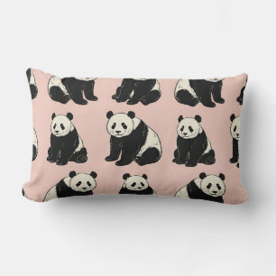 Rectangle Housse de Coussin Rose Panda Lombaire