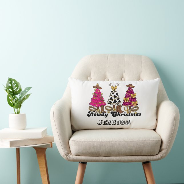 Rectangle Howdy Christmas Coussin - Décor Western personnali (Chaise)