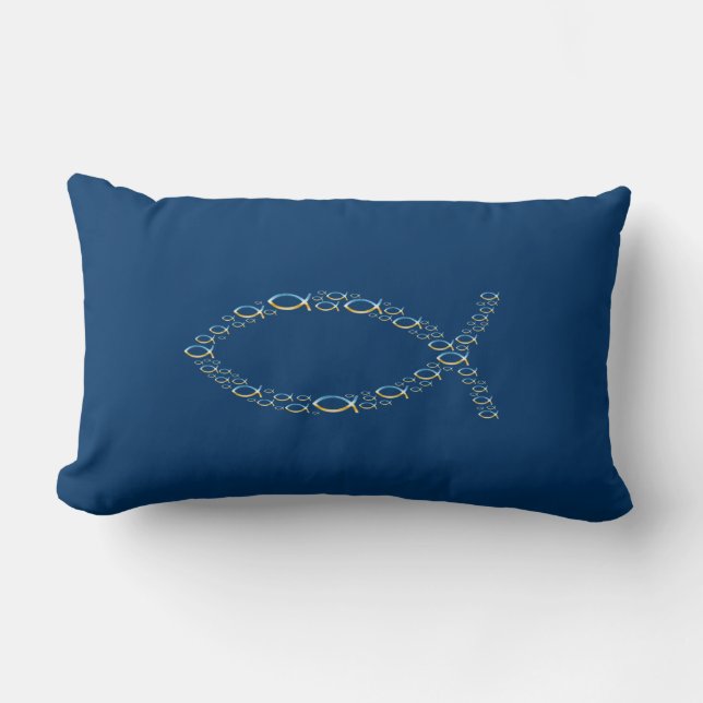 Rectangle Ichthus - coussin chrétien de symbole de poissons (Recto)