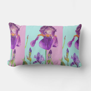 Rectangle Iris Aquarelle Purple Fleur fleurie Décor Coussin