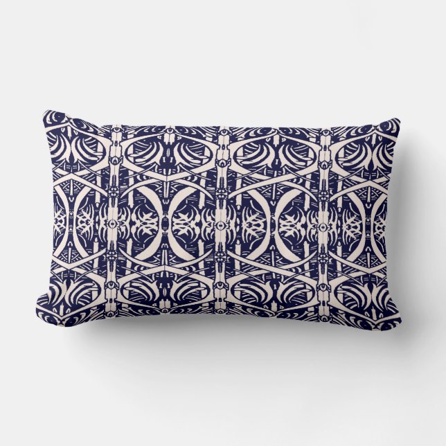 Rectangle Ivoire sur le coussin de motif de Nouveau d'art de (Recto)