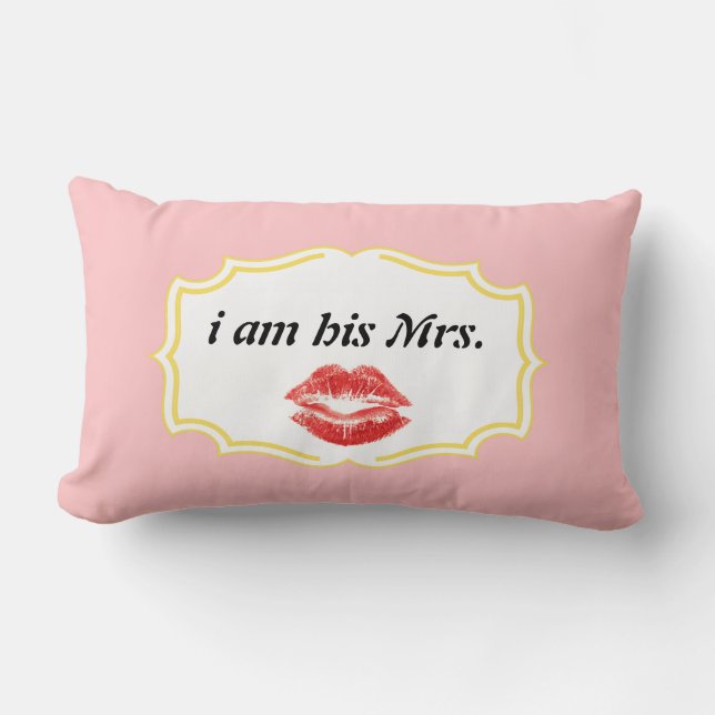 Rectangle Je suis son Coussin des lèvres rouges rose Mme Pin (Recto)