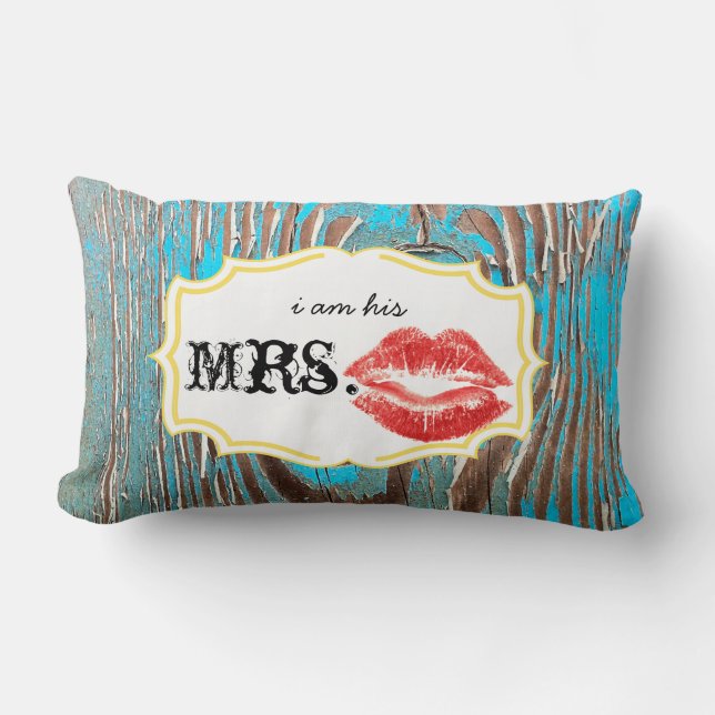 Rectangle Je suis son Coussin Mme Red Lips Old Barn Wood Aqu (Recto)