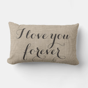 Rectangle Je t'aime pour toujours Coussin sur burlap