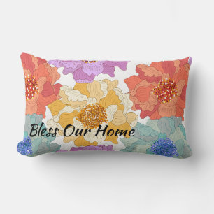 Rectangle Jeté de Coussin - Fleurs Multiples Bénissez Notre