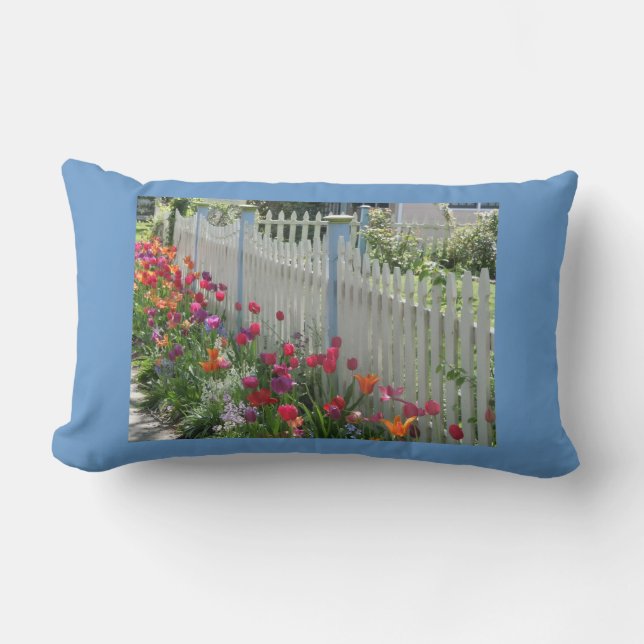 Rectangle Jeter le Coussin Lumbar avec les tulipes Picket Bl (Recto)