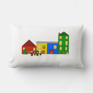 Rectangle Jingle Claws Train Town Coussin de Noël