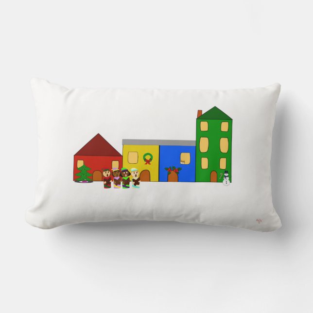 Rectangle Jingle Claws Train Town Coussin de Noël (Recto)