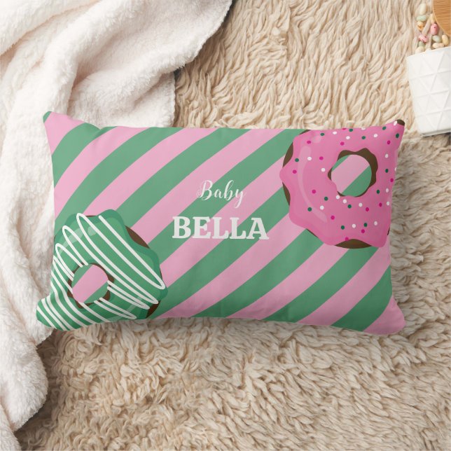 Rectangle Joli coussin bébé donut rose et vert (Couverture)
