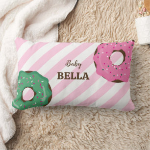 Rectangle Joli coussin bébé donut rose et vert