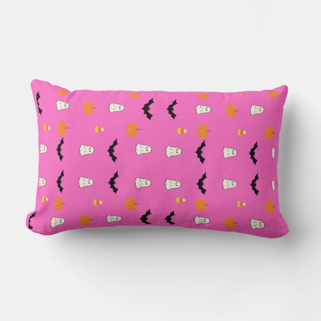 Rectangle Joli Coussin de Lancer Rose pour Halloween (Recto)