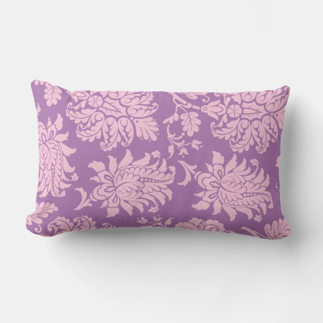 Rectangle Joli Coussin rose et pourpre Damask (Recto)